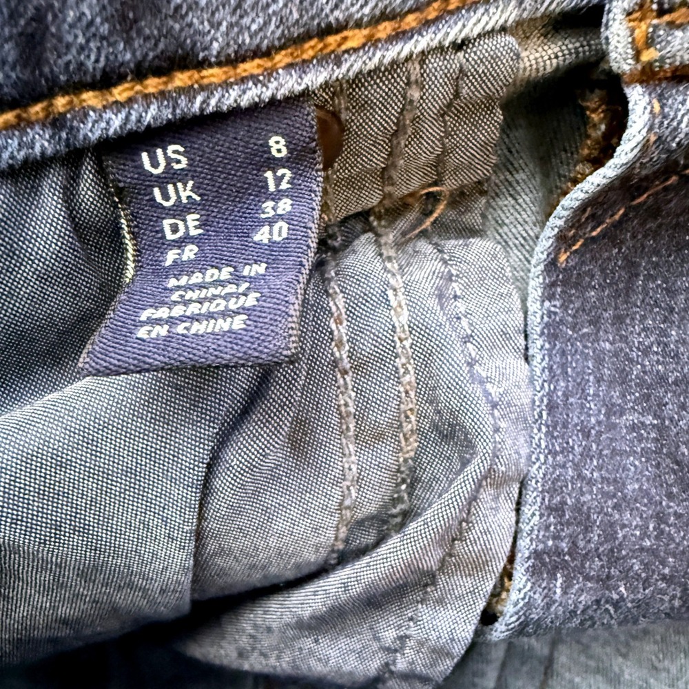 Lands End Curvy Bootcut Jeans Womens 8 Blue Mid Rise Dark Wash Stretch Denim - Picture 5 of 10
